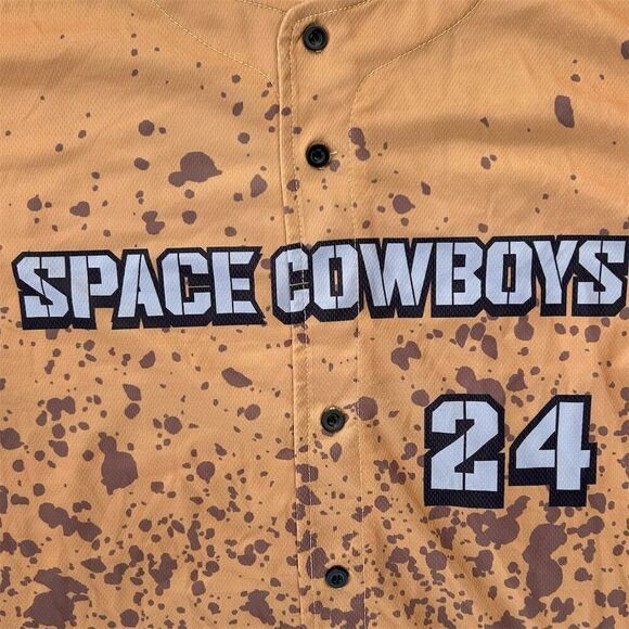 Space Cowboys Men's XL Brown Baseball Jersey Splatter Pattern #24 - Picture 3 of 6